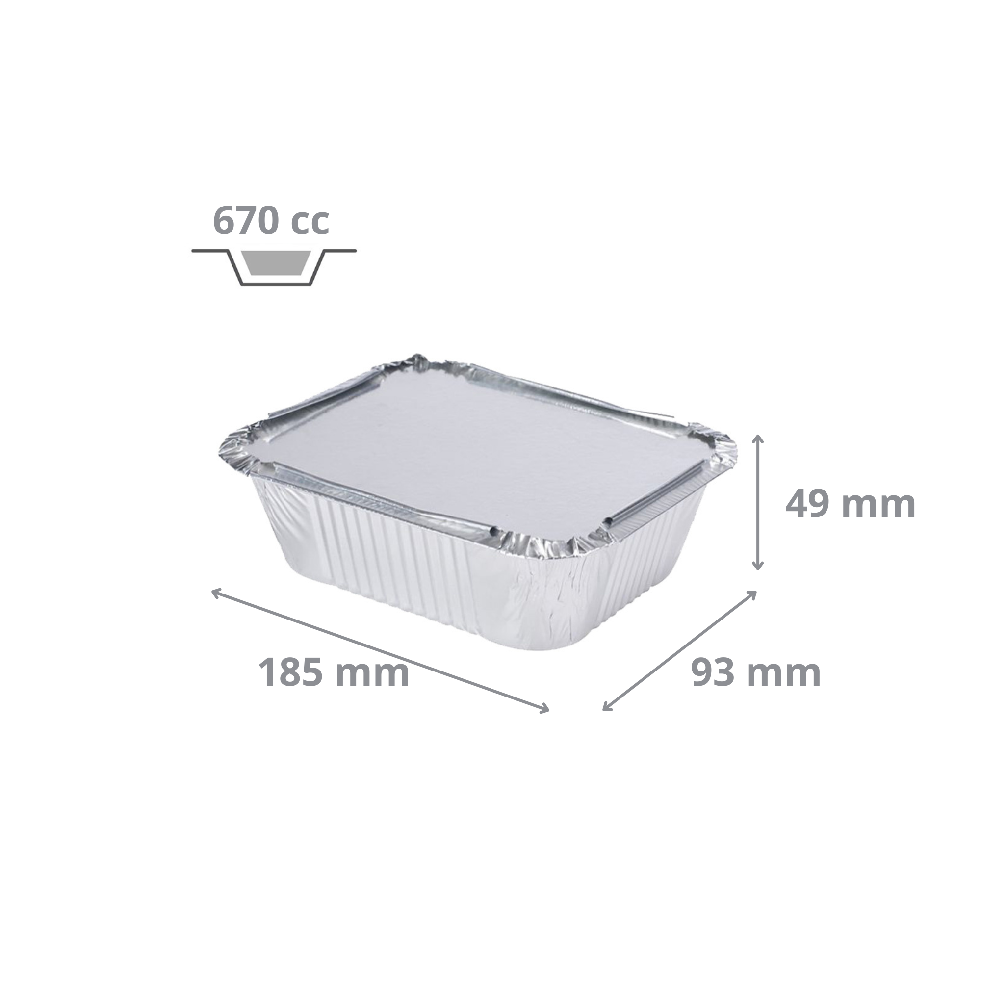 Barquette aluminium 670 cc + couvercle alu/carton